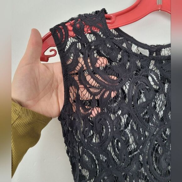 Studio Y Sheer Black Lace Peplum Blouse Top Small Whimsygoth Victorian Coquette - Picture 11 of 14